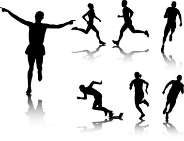 running silhouettes clipart