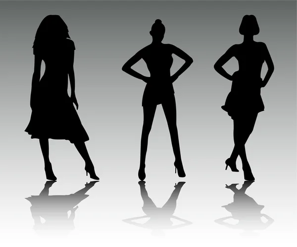 Fashion girls silhouettes — Διανυσματικό Αρχείο