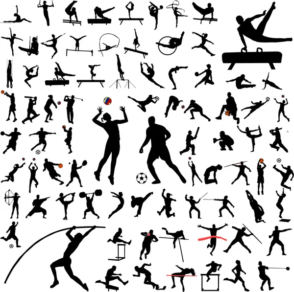 80 silhouettes sport collection — Image vectorielle