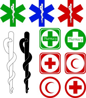 Medical and pharmacy icons clipart