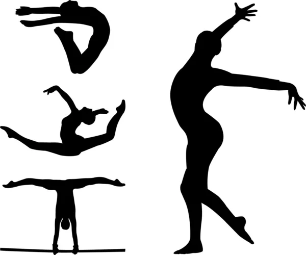 Jimnastik silhouettes — Stok Vektör