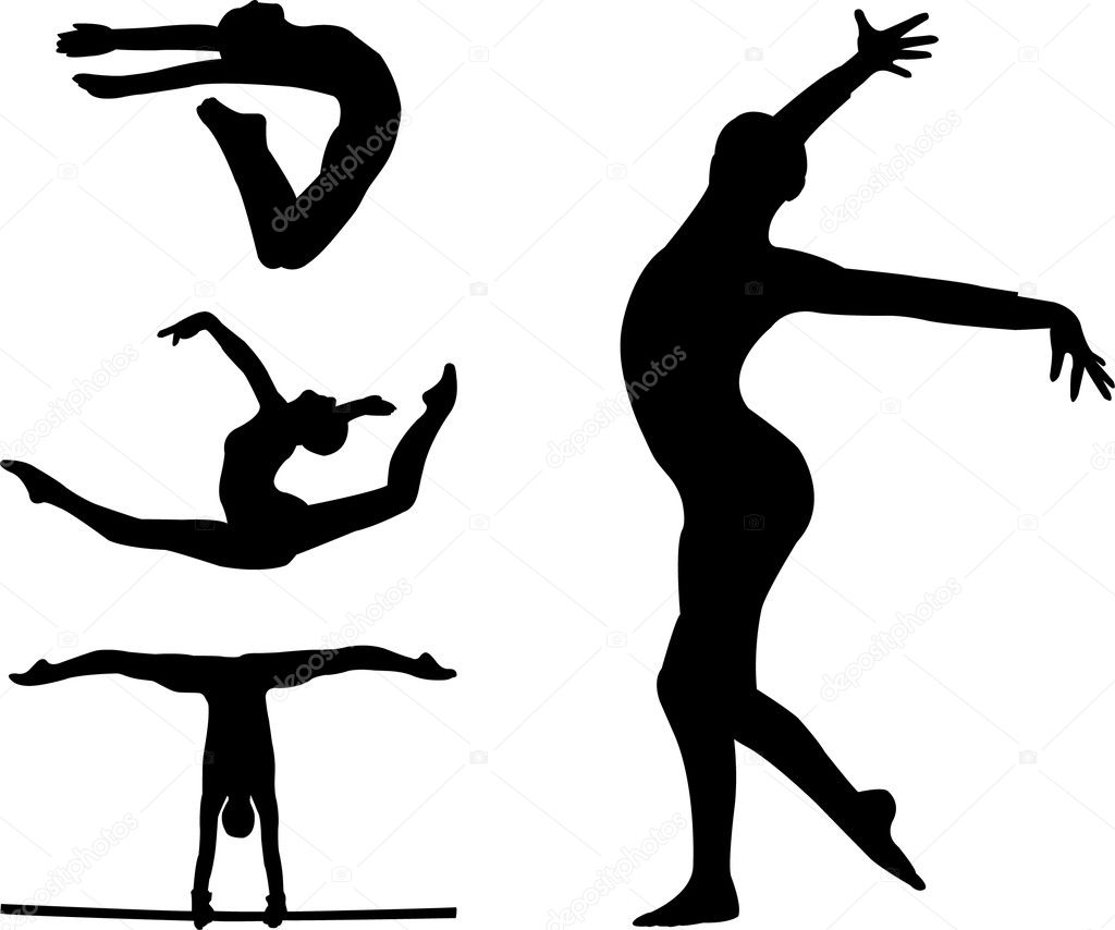 Gymnastic silhouettes - vector