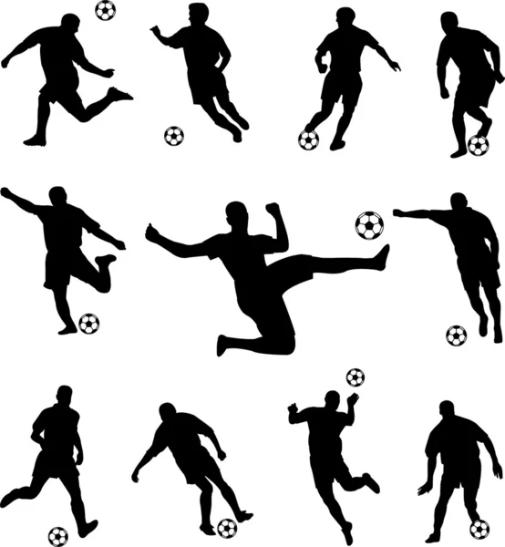 Siluetas de futbolistas — Archivo Imágenes Vectoriales