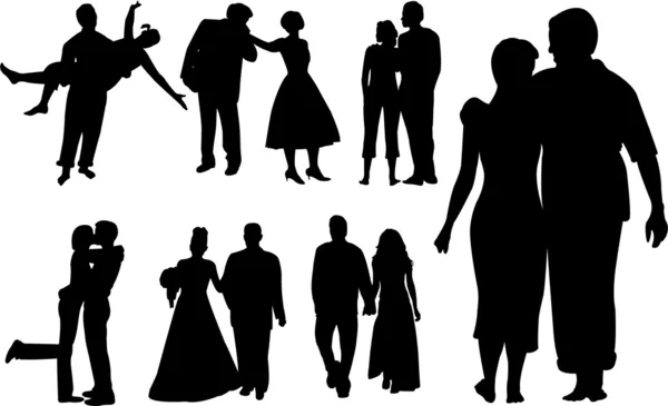 Silhouettes de couples — Image vectorielle