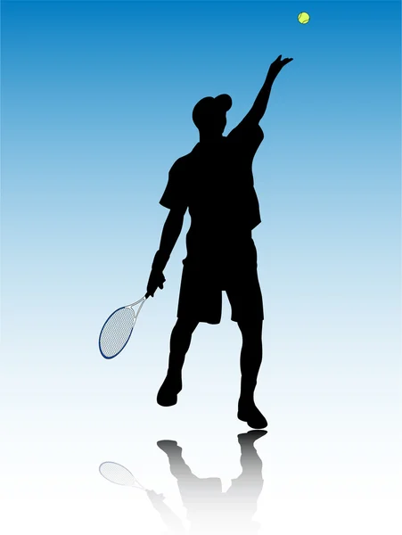 Tenisz játékos sziluett — Stock Vector