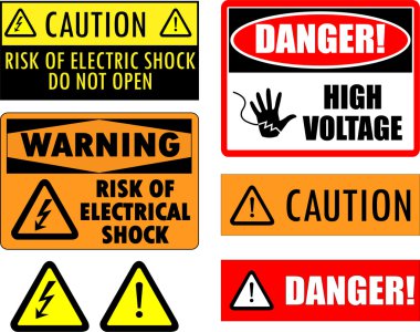 Safety electrical signs clipart