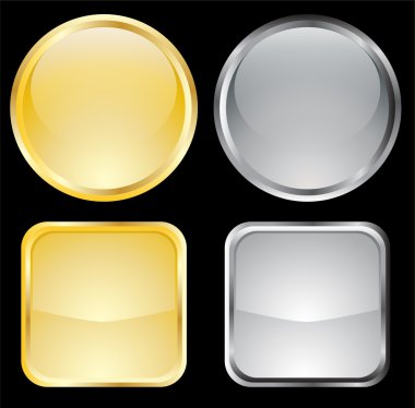 Empty gold and metallic buttons clipart