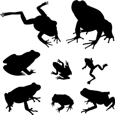 Frogs silhouettes clipart