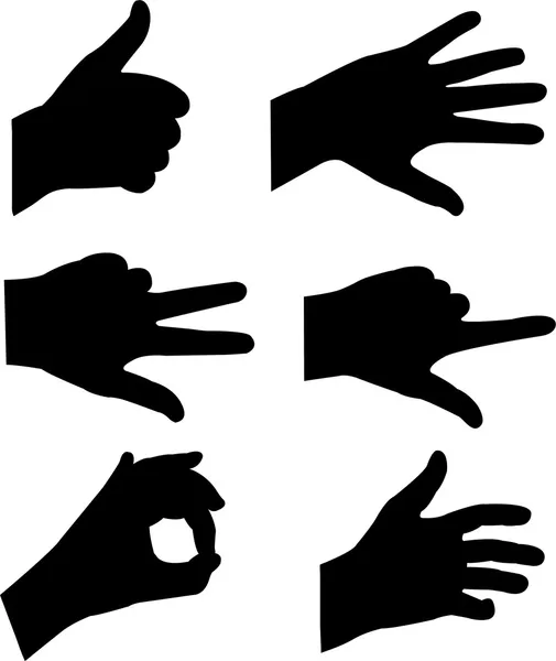 Silhouettes mains — Image vectorielle