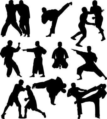 Fighters silhouettes collection clipart