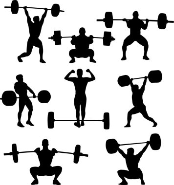 Weightlifters silhouettes clipart