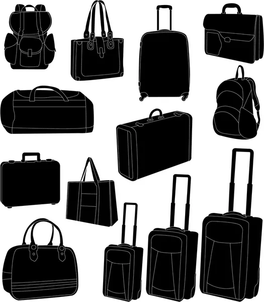 Travel bags and suitcases — Stock Vector
