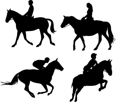 Horses and equestrians clipart