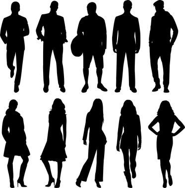 Man and woman silhouettes clipart