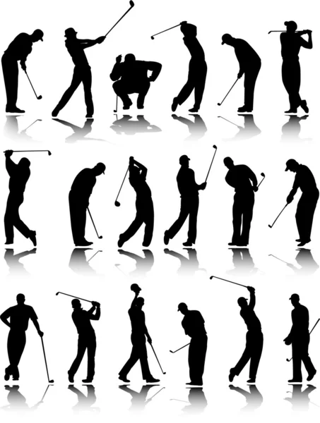 Siluetas de golfistas — Archivo Imágenes Vectoriales