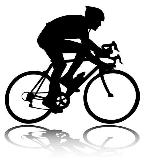 Silueta de ciclista — Vector de stock