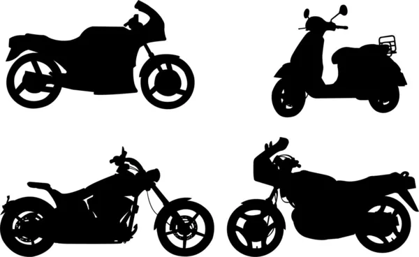 Silhuetas de motocicletas — Vetor de Stock