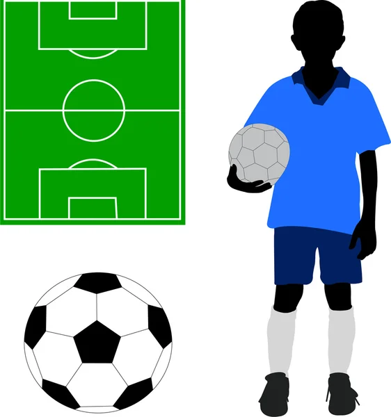 Menino de uniforme de futebol — Vetor de Stock
