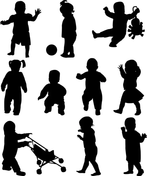 Babies silhouettes — Stock Vector