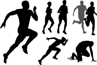 running silhouettes clipart