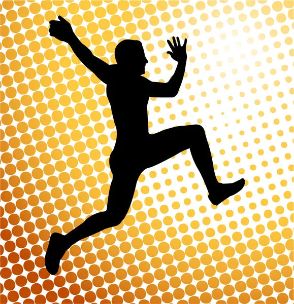 Homme sauter sur le fond abstrait — Image vectorielle