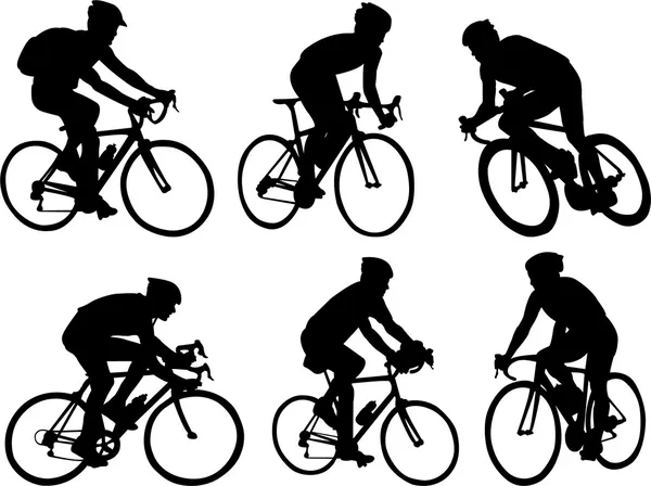 Bicyclists silhouettes — Stock Vector
