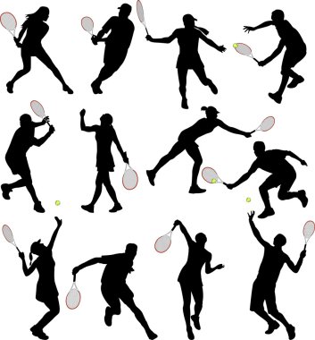 Tennis players silhouettes clipart