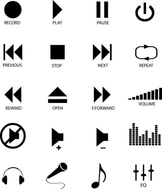 Multimedia symbols collection clipart