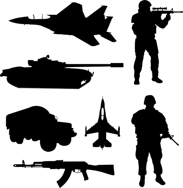 Army silhouettes — Stock Vector