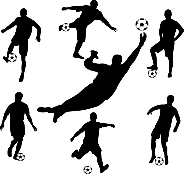 Jogadores de futebol silhuetas — Vetor de Stock