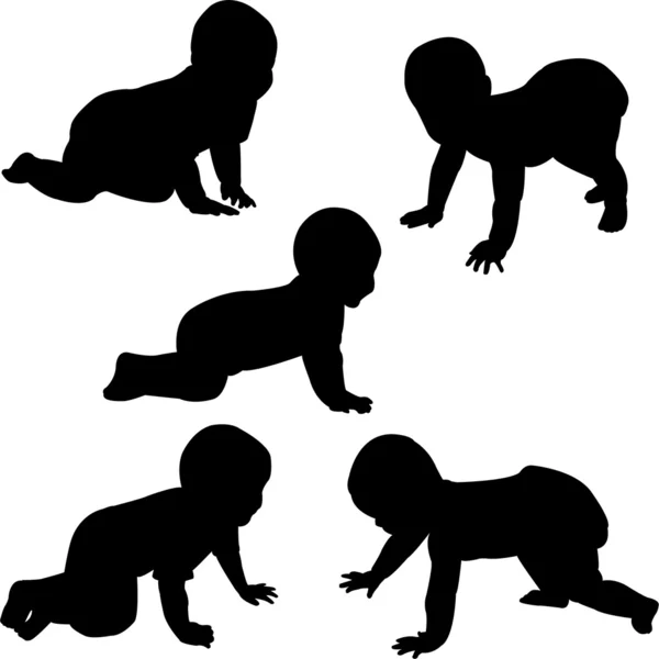 Babies silhouettes — Stock Vector
