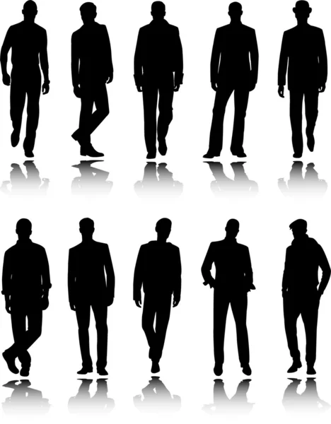 Moda Erkekler silhouettes — Stok Vektör