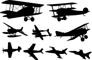 Airplanes silhouettes clipart