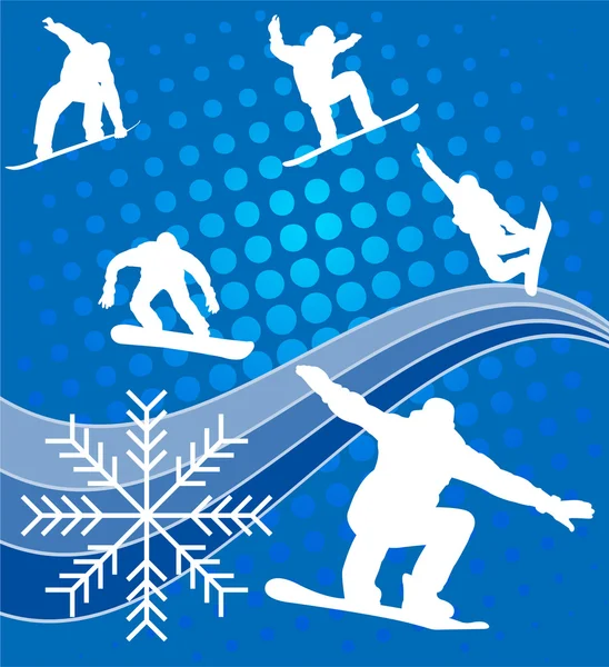 Praticantes de snowboard — Vetor de Stock
