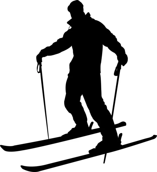 Силуэт лыжника — стоковый вектор