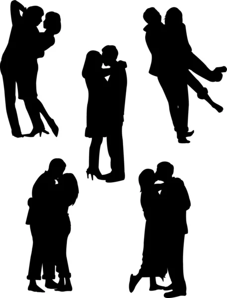 Couples silhouettes — Stock Vector