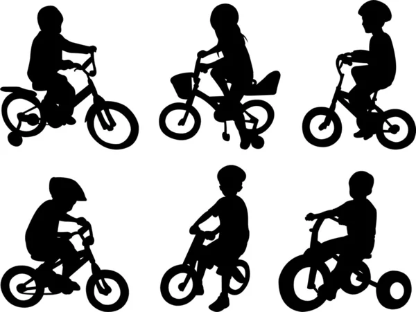 Enfants à vélo — Image vectorielle