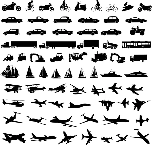 Silhouettes de transport — Image vectorielle
