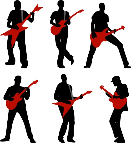 Guitarists silhouettes — Stock Vector