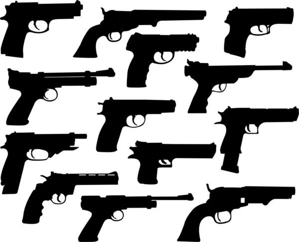 Guns silhouettes — Stock Vector