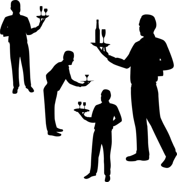 Garsonlar silhouettes — Stok Vektör