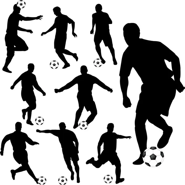Jogadores de futebol silhuetas — Vetor de Stock