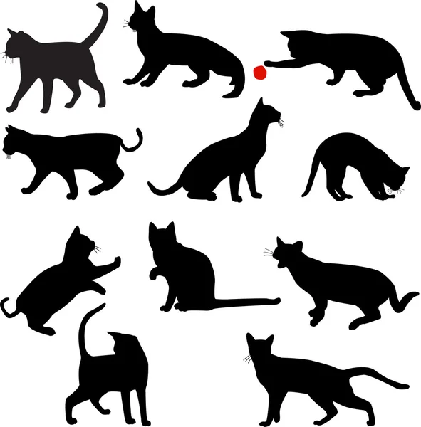 Silhouettes de chats Vecteurs De Stock Libres De Droits