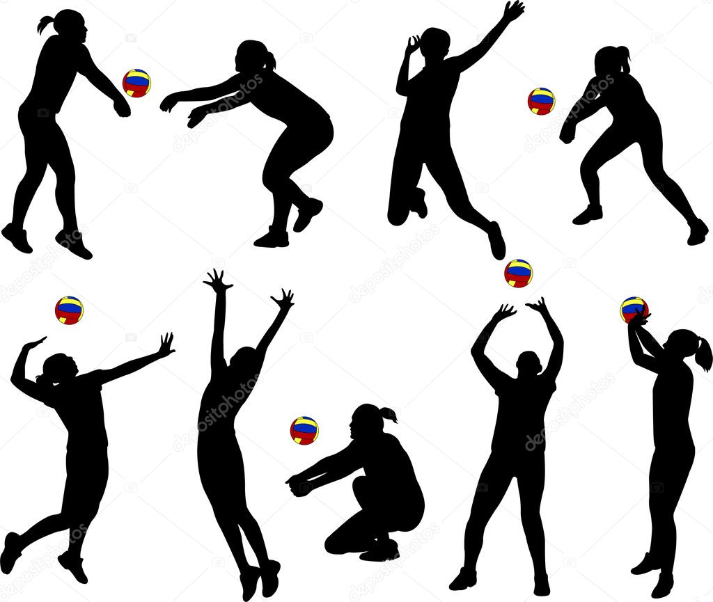 Girls volleyball team imágenes de stock de arte vectorial | Depositphotos