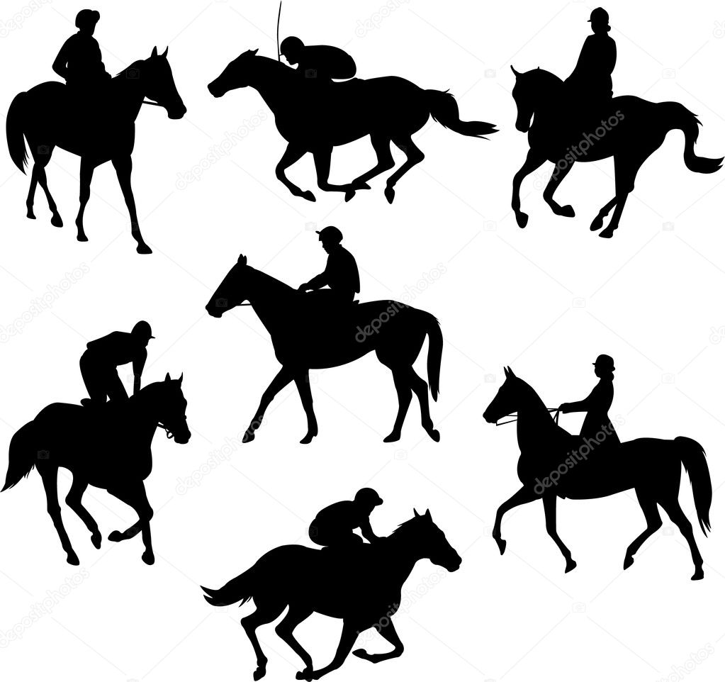 Riding horses silhouettes