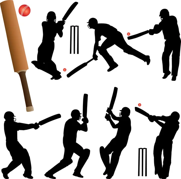 Jogadores de críquete —  Vetores de Stock