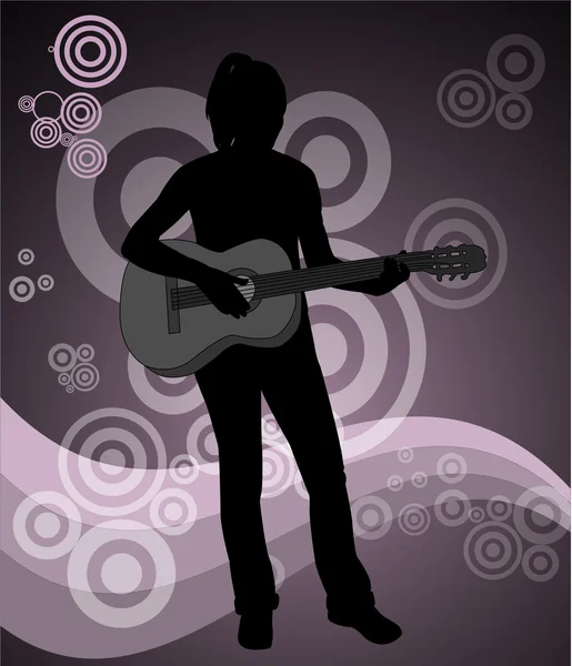 Dívka s akustická kytara — Stockový vektor