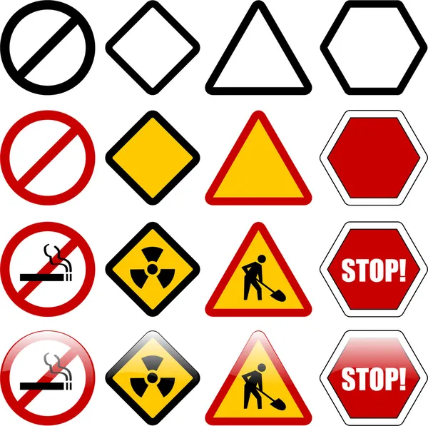 Formas para señales de advertencia y restricción — Archivo Imágenes Vectoriales