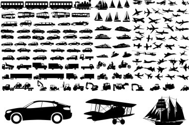 Transportation silhouettes clipart