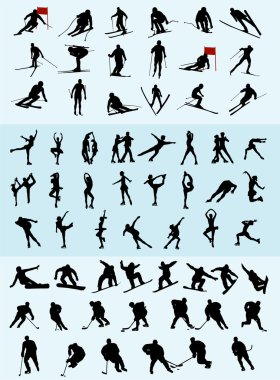 Winter sports silhouettes clipart